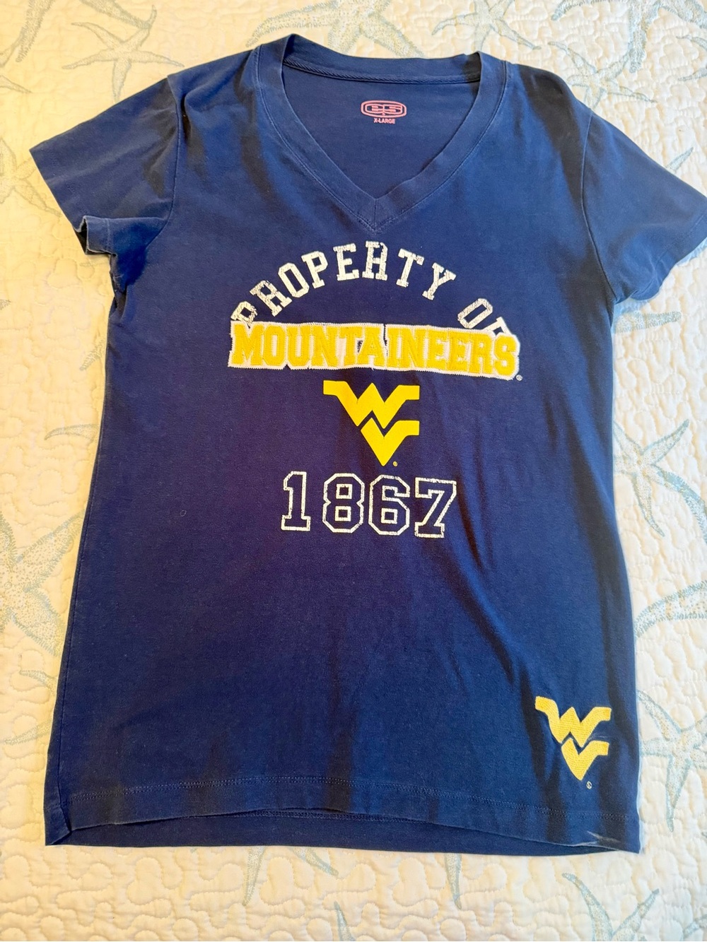 West Virginia Mountaineers Navy women’s V-Neck Tee
